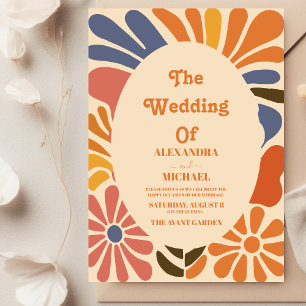 Vintage Groovy Boho Beachy Roligt Vibes Bröllop Inbjudningar