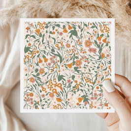 Vintage Groovy Boho Blommig Bröllopsfest Pappersservett