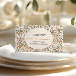 Vintage Groovy Boho Floral Bridal Shower Registry Tilläggskort