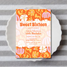 Vintage Groovy Flower Sweet sixteen 16:e födelseda
