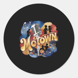 Vintage Groovy Motownmusik Vattenfärgskonst Runt Klistermärke
