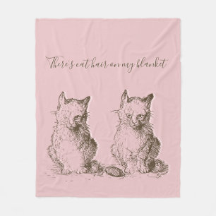 Vintage Grouchy Cats Det finns katthår på mig Fleecefilt