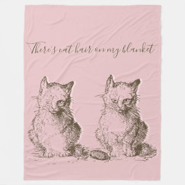 Vintage Grouchy Cats Det finns katthår på mig Fleecefilt
