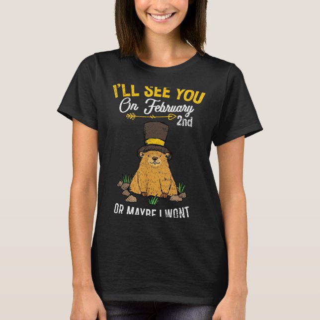 Vintage Groundhog Day 2 februari firande  T Shirt (Framsida)