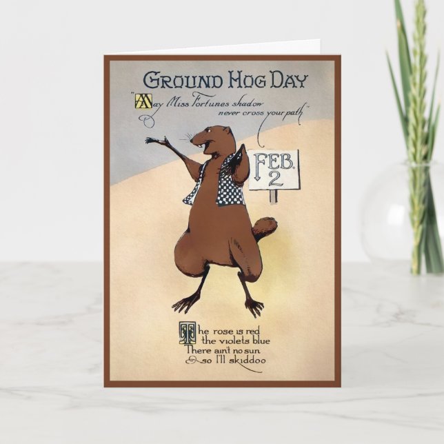 Vintage Groundhog Day Card Helgkort (Framsida)