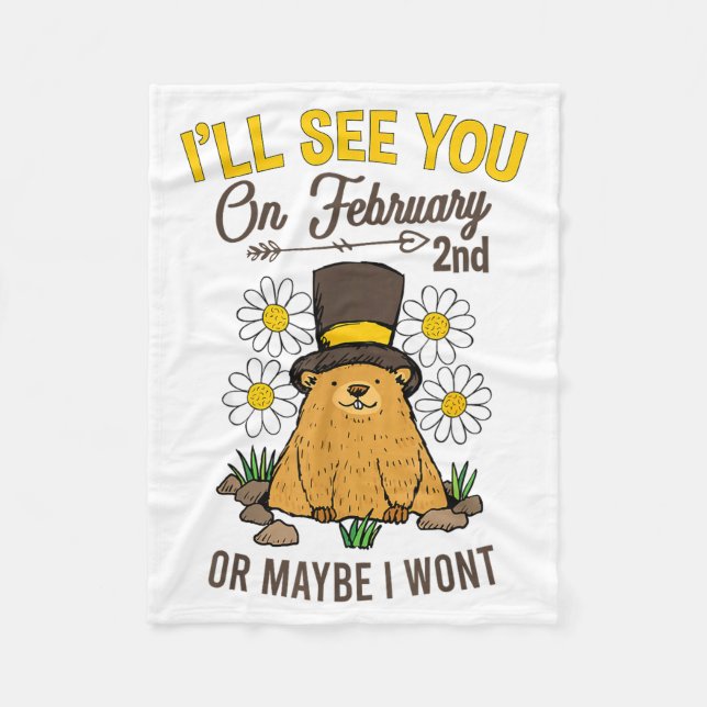 Vintage Groundhog Day den 2 februari firande  Fleecefilt (Framsidan)