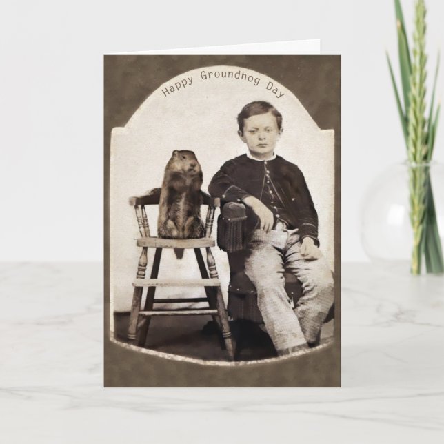 Vintage Groundhog Day-kort Helgkort (Framsida)