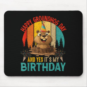 Vintage Groundhog Day Och Min Födelsedag Gnagare J Musmatta