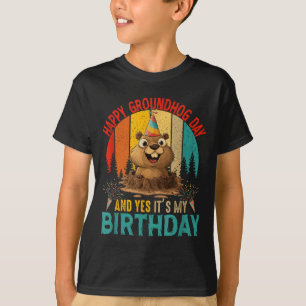 Vintage Groundhog Day Och Min Födelsedag Gnagare J T Shirt