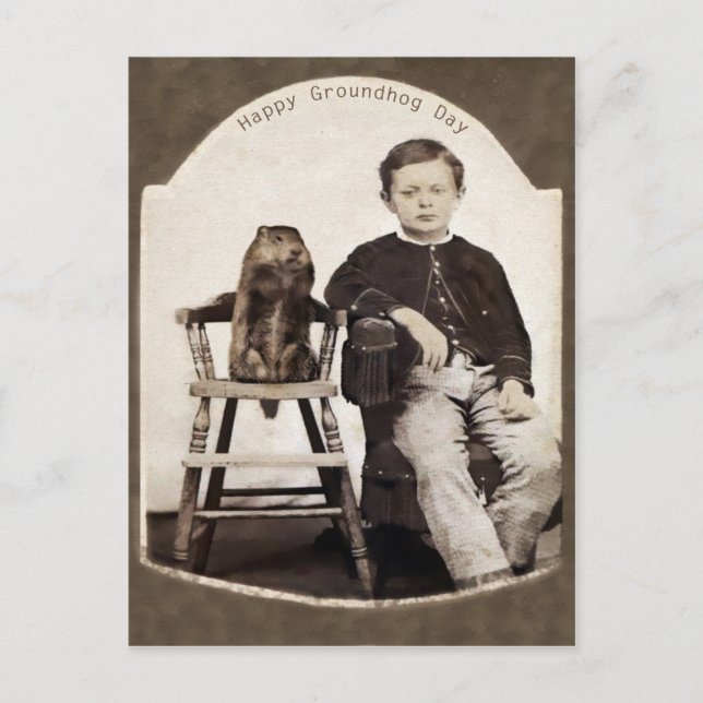 Vintage Groundhog Day Vykort (Framsida)