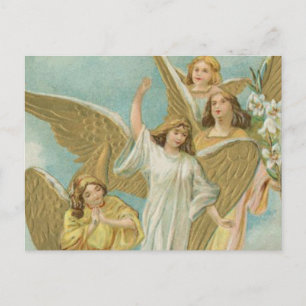 Vintage Group of Christmas Angels Helg Vykort