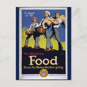 Vintage Grow Food vycard Vykort