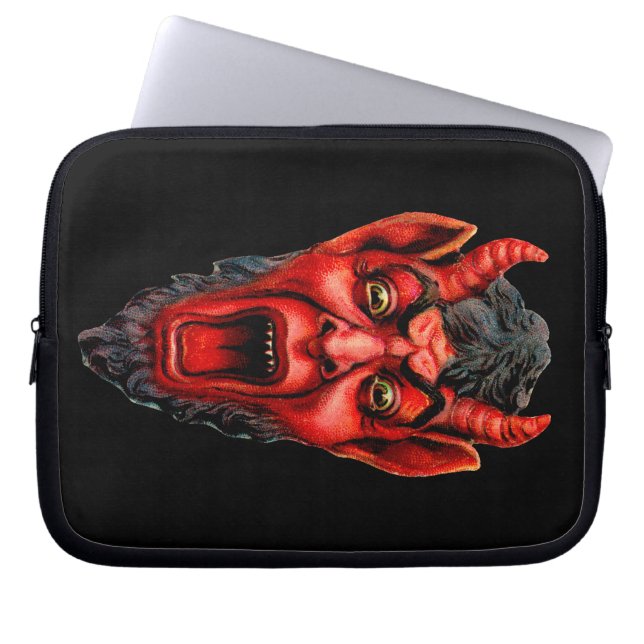 Vintage Growling Krampus Laptop Sleeve (Framsidan)