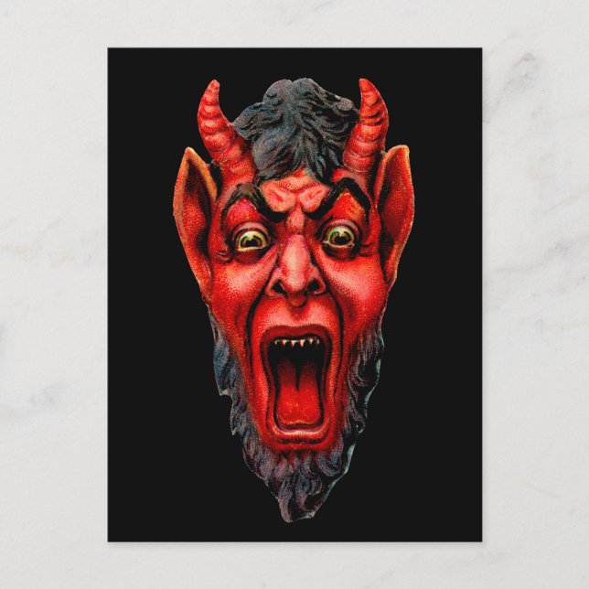Vintage Growling Krampus Vykort (Framsida)