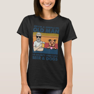 Vintage Grumpy Old Man Gillar Öl Och Hundar Pitbul T Shirt
