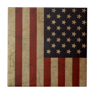 Vintage Grunge American Flagga Ceramic Tile Kakelplatta