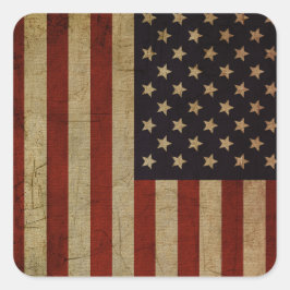 Vintage Grunge American Flagga Fyrkantigt Klistermärke