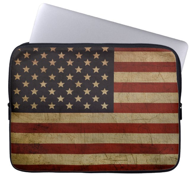 Vintage Grunge American Flagga Laptop sleeve (Framsidan)