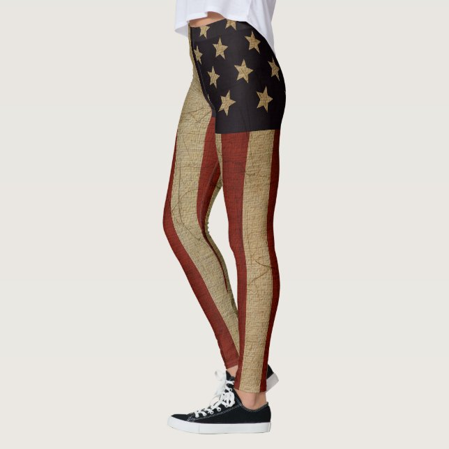 Vintage Grunge American Flagga Leggings (Vänster)