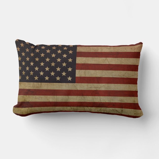 Vintage Grunge American Flagga Lumbarkudde (Framsida)