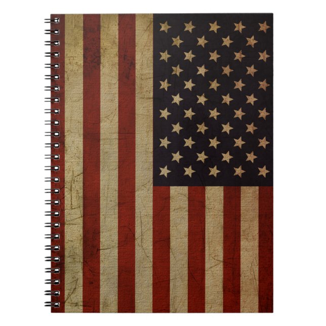 Vintage Grunge American Flagga Notebook Anteckningsbok (Framsidan)