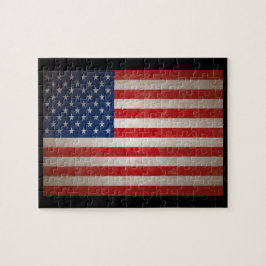 Vintage Grunge American Flagga Patriotic Design Pussel