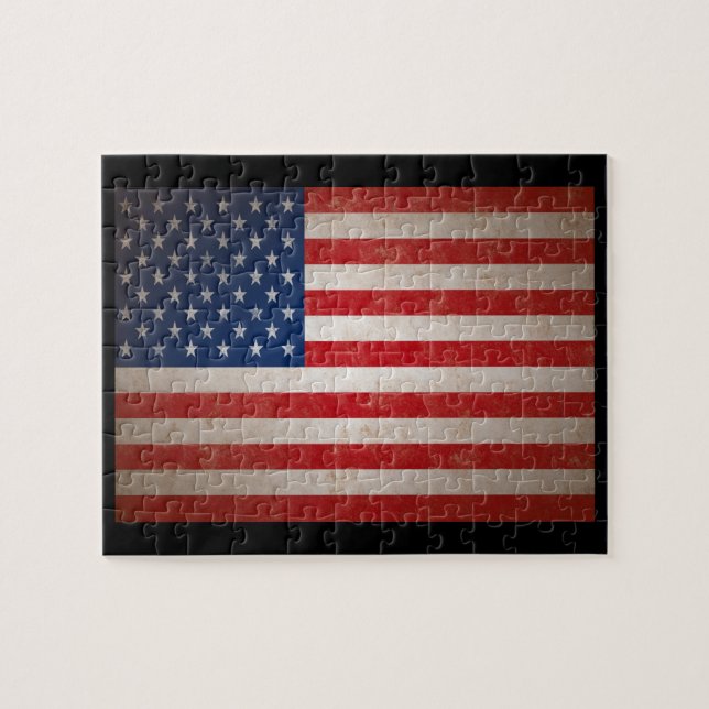 Vintage Grunge American Flagga Patriotic Design Pussel (Horisontell)