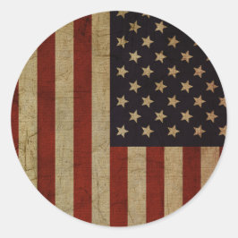 Vintage Grunge American Flagga Runt Klistermärke