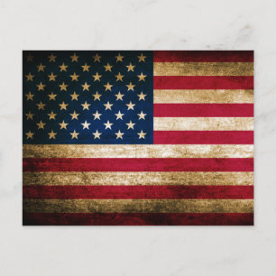 Vintage Grunge American Flagga Vykort