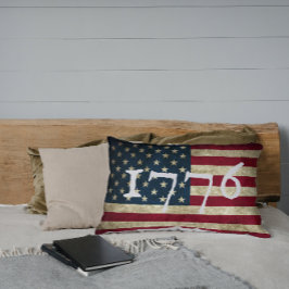 Vintage Grunge amerikansk flagga 1776 Lumbarkudde