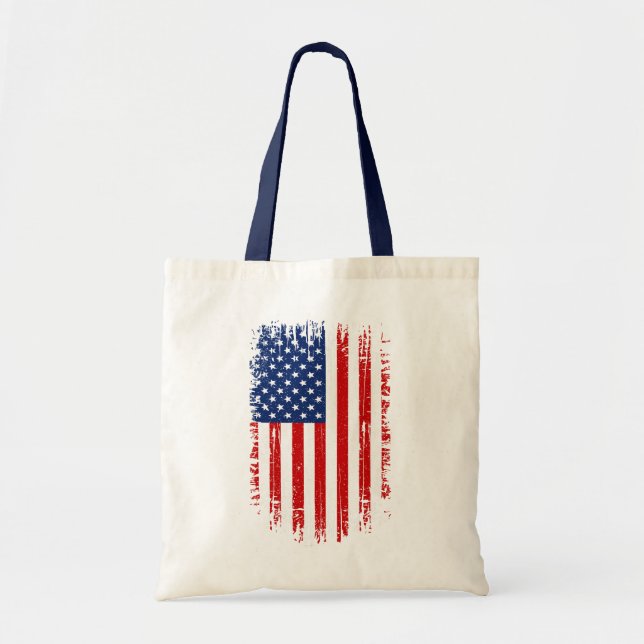 Vintage Grunge Amerikansk Flagga Tygkasse (Framsidan)