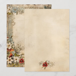 Vintage Grunge Artisan Botanical Parchment Anteckningskort