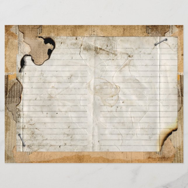 Vintage Grunge Brinned Kant Scrapbook Journal Papp (Framsida)