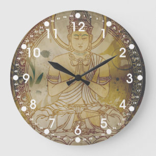 Vintage Grunge Buddha Stor Klocka