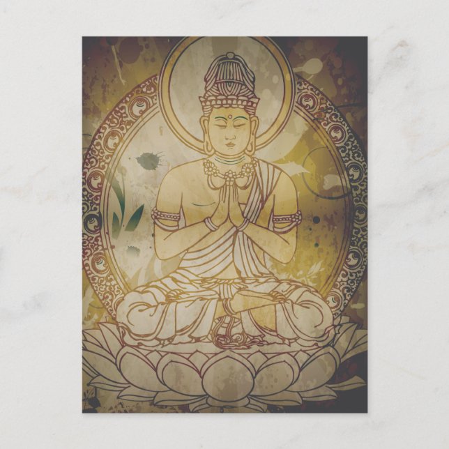 Vintage Grunge Buddha Vykort (Framsida)