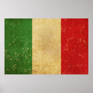 Vintage Grunge Design för italienska Flagga Poster