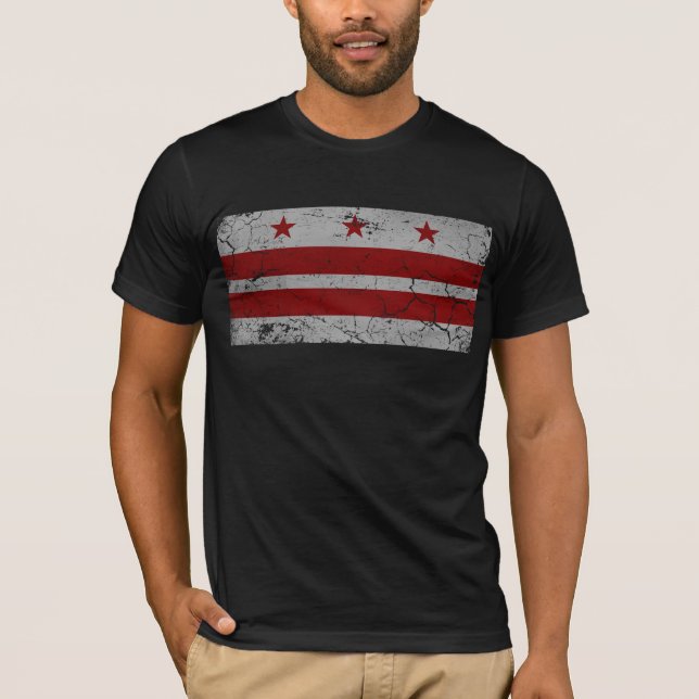 Vintage Grunge Flagga of Washington D.C. T Shirt (Framsida)