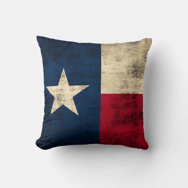 Vintage Grunge Flagga Texas Kudde (Framsida)