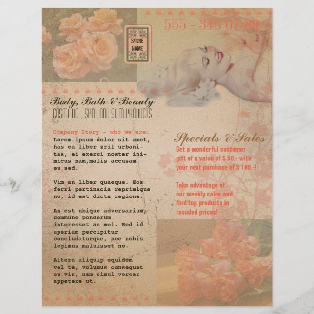 Vintage Grunge Flower - Flyer (Framsidan)