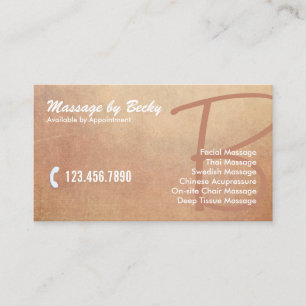Vintage Grunge Old Massage Therapy Visitkort