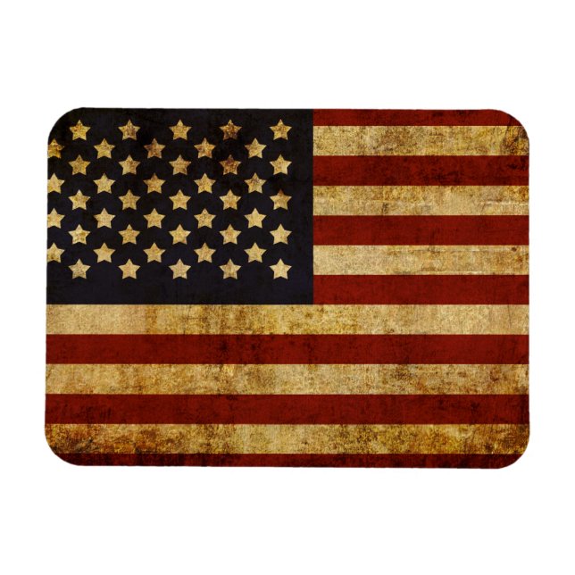 Vintage Grunge Patriotic USA American Flagga Magnet (Horisontell)