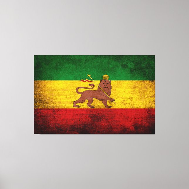Vintage Grunge Rastafarian Flagga Canvastryck (Framsida)
