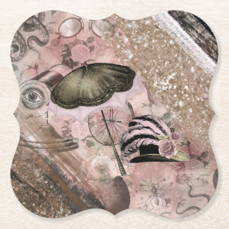 Vintage Grunge Steampunk Glam Victorian Hat Underlägg Papper