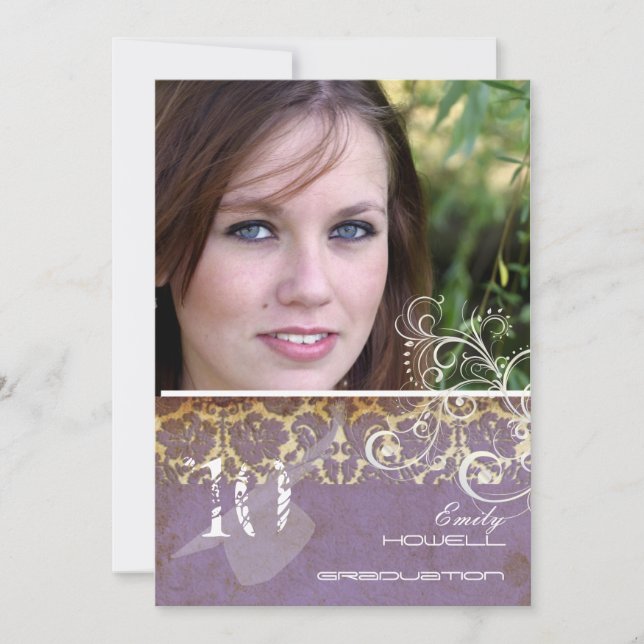 Vintage/Grunge/Swirls/Damask/Studenten Inbjudningar (Framsida)