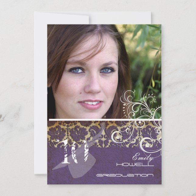 Vintage/Grunge/Swirls/Damask/Studenten Inbjudningar (Framsida)