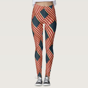 Vintage Grunge United Stater of American flagga Leggings