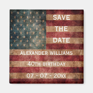 Vintage Grunge USA-stjärnor och ränder 40-årsdag Magnet