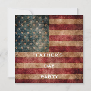 Vintage Grunge USA-stjärnor och ränder Fars dag Inbjudningar