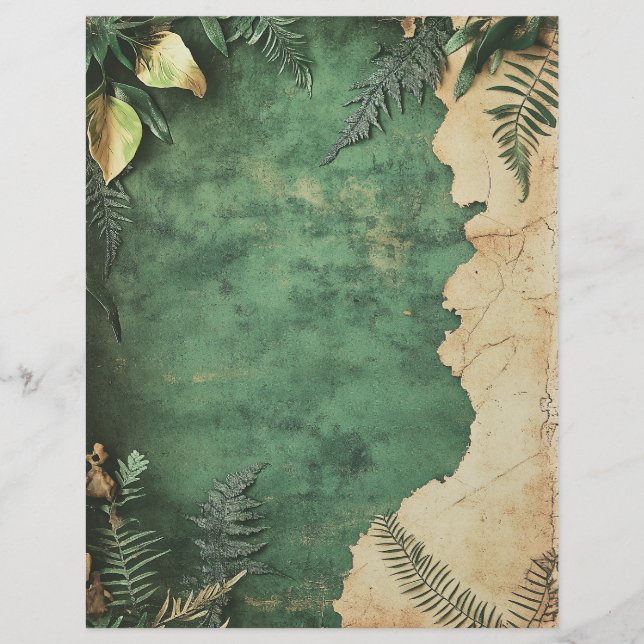 Vintage Grungy Botaniskt skrapbos Pappra Ephemera (Framsida)