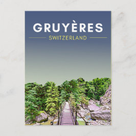 Vintage Gruyeres Schweiz-resor Vykort